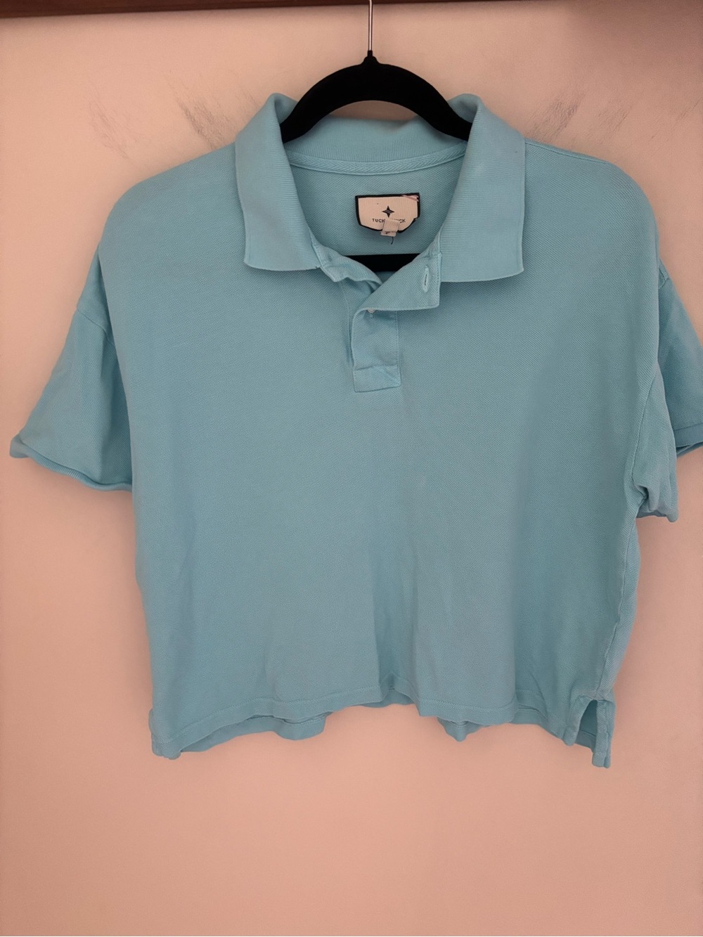 TUCKERNUCK Washed Pique Holmes Boyfriend Polo Aqua Teal M